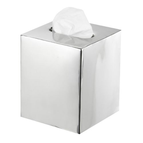 Basic Collection, Boutique Tissue Box Cover, Polished Stainless Steel